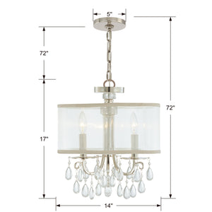 Hampton 3 Light Chrome Clear Crystal Drum Shade Chandelier