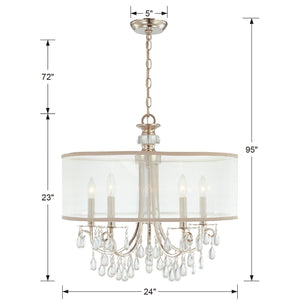Hampton 5 Light Drum Shade Chrome Chandelier