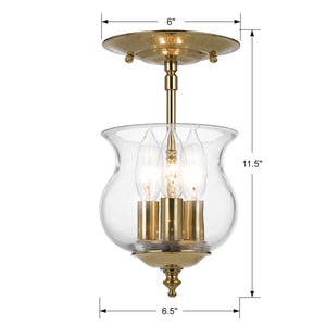 Ascott 3 Light Polished Brass Lantern