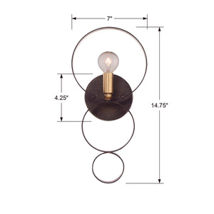 Luna 1 Light Bronze & Gold Sphere Sconce