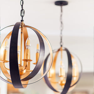 Luna 4 Light Bronze & Gold Sphere Mini Chandelier