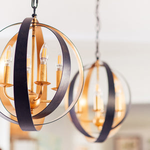 Luna 4 Light Bronze & Gold Sphere Mini Chandelier