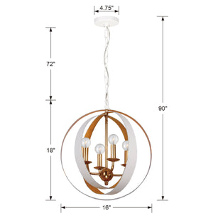 Luna 4 Light White & Gold Sphere Mini Chandelier