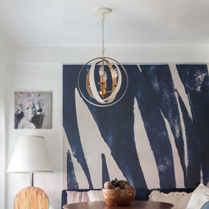 Luna 4 Light White & Gold Sphere Mini Chandelier