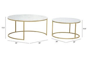 Daniel Nesting Coffee Tables White & Gold
