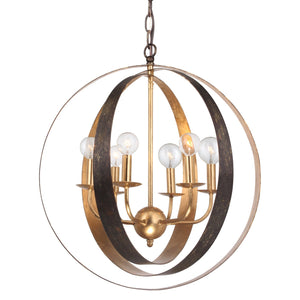 Luna 6 Light Bronze & Gold Sphere Large Chandelier