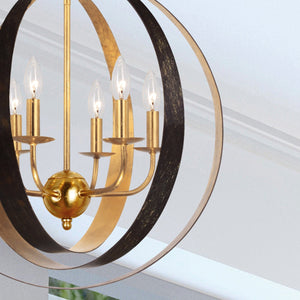 Luna 6 Light Bronze & Gold Sphere Large Chandelier