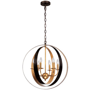 Luna 6 Light Bronze & Gold Sphere Large Chandelier