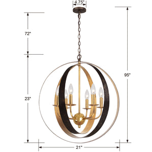 Luna 6 Light Bronze & Gold Sphere Large Chandelier