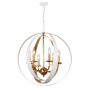 Luna 6 Light White & Gold Sphere Large Chandelier