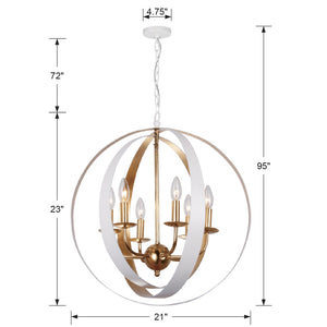 Luna 6 Light White & Gold Sphere Large Chandelier