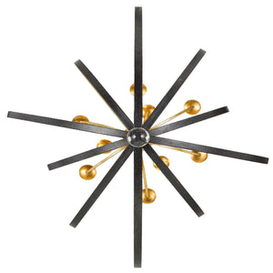 Luna 9 Light English Bronze & Antique Gold Chandelier