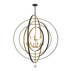 Luna 9 Light English Bronze & Antique Gold Chandelier