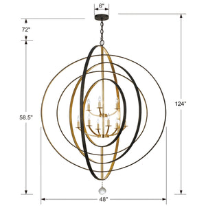 Luna 9 Light English Bronze & Antique Gold Chandelier