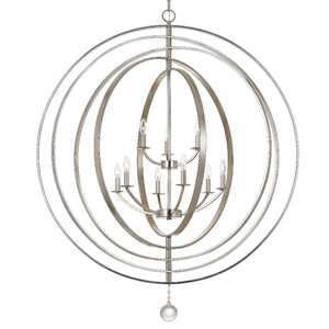 Luna 9 Light Antique Silver Chandelier