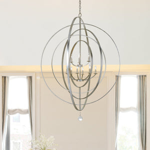 Luna 9 Light Antique Silver Chandelier