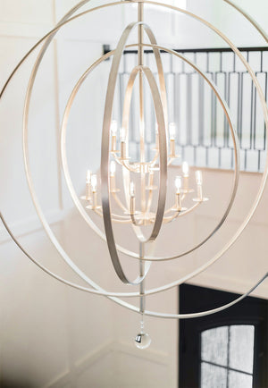 Luna 9 Light Antique Silver Chandelier