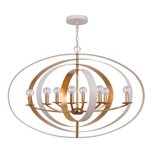 Luna 8 Light Matte White & Antique Gold Chandelier