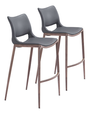 Ace Bar Chair (Set of 2) Dark Gray & Walnut