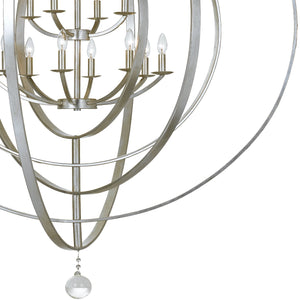 Luna 12 Light Antique Silver Sphere Chandelier