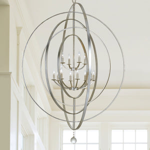 Luna 12 Light Antique Silver Sphere Chandelier