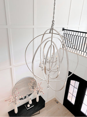 Luna 12 Light Antique Silver Sphere Chandelier