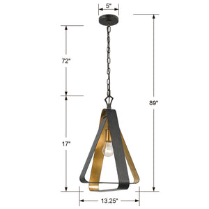 Luna 1 Light English Bronze & Gold Mini Chandelier