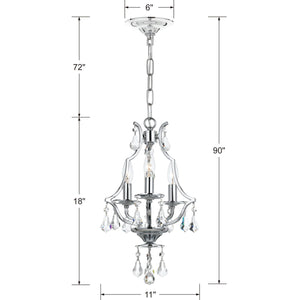Cedar 3 Light Polished Chrome Mini Chandelier