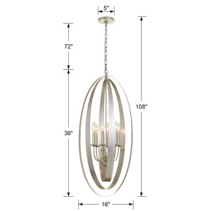 Luna 6 Light Antique Silver Chandelier