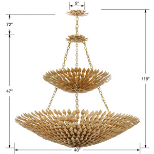 Broche 18 Light Antique Gold Leaf Chandelier