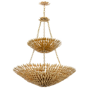 Broche 18 Light Antique Gold Leaf Chandelier
