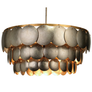 3-Tier Two-Tone Metal Scales Chandelier – Champagne Leaf