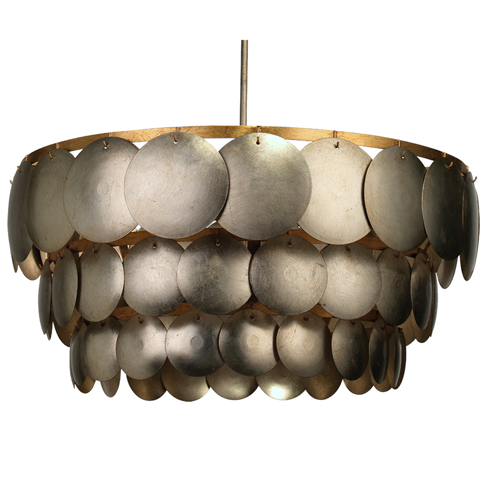 3-Tier Two-Tone Metal Scales Chandelier – Champagne Leaf