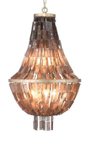 Capsize Chandelier in Black Mother of Pearl & Champagne Leaf Metal