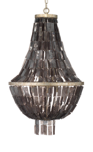 Capsize Chandelier in Black Mother of Pearl & Champagne Leaf Metal