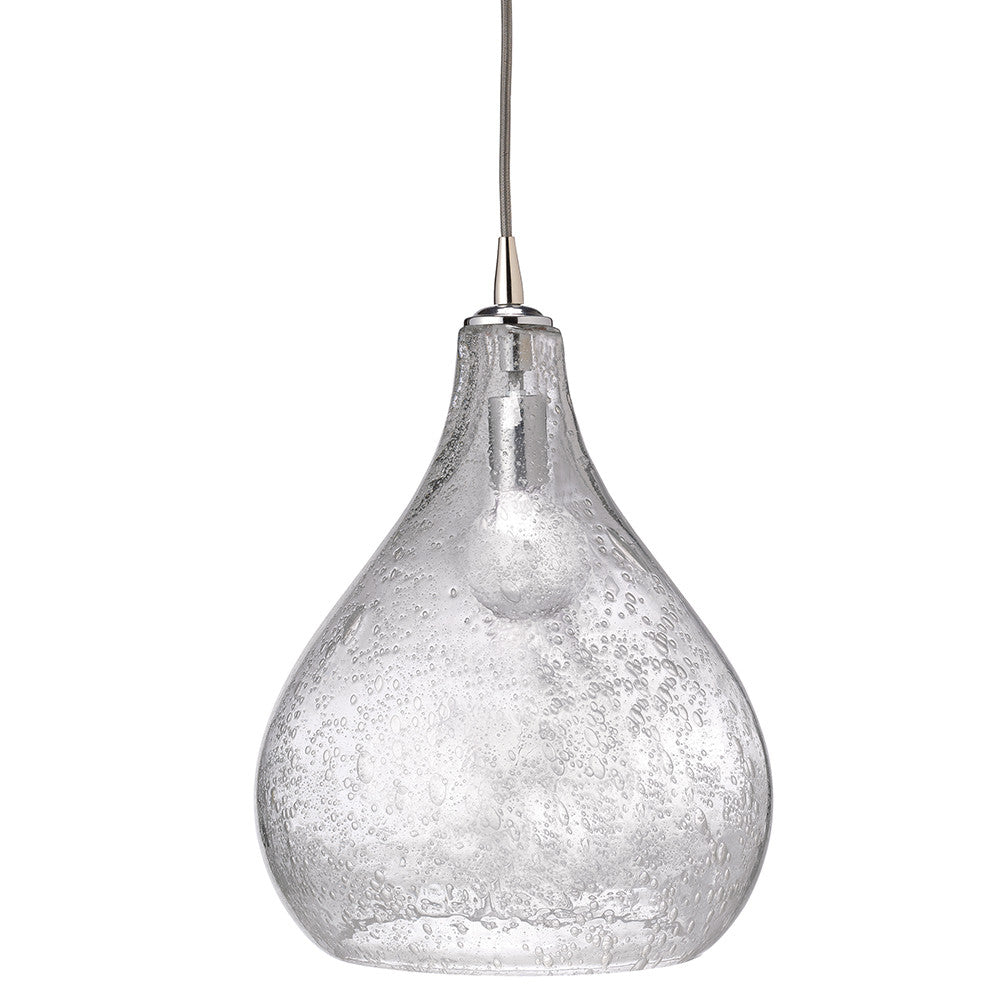 Large Seeded Glass Teardrop Pendant – Clear