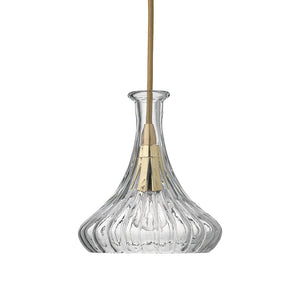 Carafe Style Clear Glass Pendant with Brass Hardware