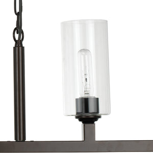 Linear 6-Light Chandelier with Glass Shades – Oil Rubbed Bronze