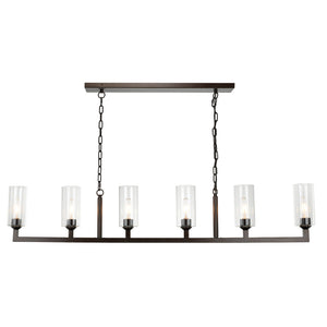 Linear 6-Light Chandelier with Glass Shades – Oil Rubbed Bronze