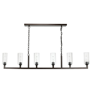 Linear 6-Light Chandelier with Glass Shades – Oil Rubbed Bronze