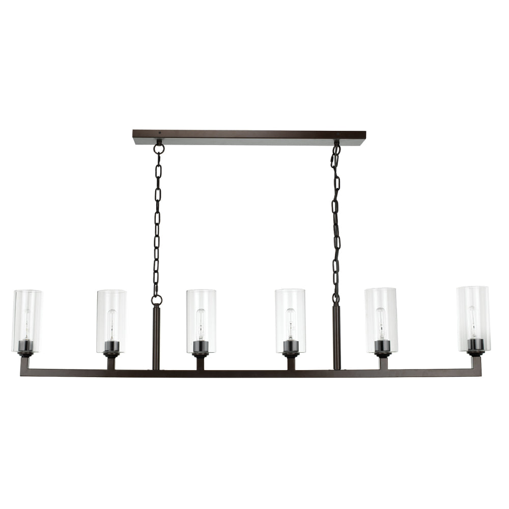 Linear 6-Light Chandelier with Glass Shades – Oil Rubbed Bronze