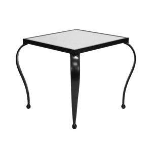 Worlds Away Mosley Square Side Table with Antique Mirror Top - Black