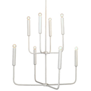 2-Tier White Gesso Chandelier