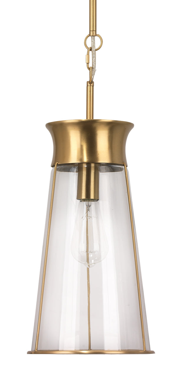 Nara Pendant in Clear Glass w/ Antique Brass Hardware