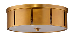 Small Orbit Flush Mount Ceiling Light - Antique Brass w/ Acrylic Diffuser