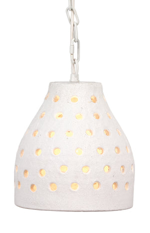 Medium Porous Pendant in Textured Matte White Ceramic