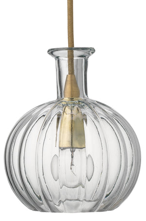 Sophia Carafe Pendant in Clear Glass with Brass Hardware