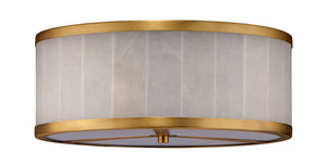 Large Upsala Alabaster Flush Mount Ceiling Light - White Alabaster & Antique Brass w/ Acrylic Diffuser