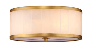 Large Upsala Alabaster Flush Mount Ceiling Light - White Alabaster & Antique Brass w/ Acrylic Diffuser