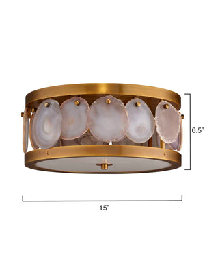 Small Upsala Agate Flush Mount Ceiling Light - Antique Brass w/ Acrylic Diffuser